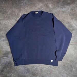 Vintage J&S Made in USA Navy Blank Crewneck Sweatshirt XL 90s